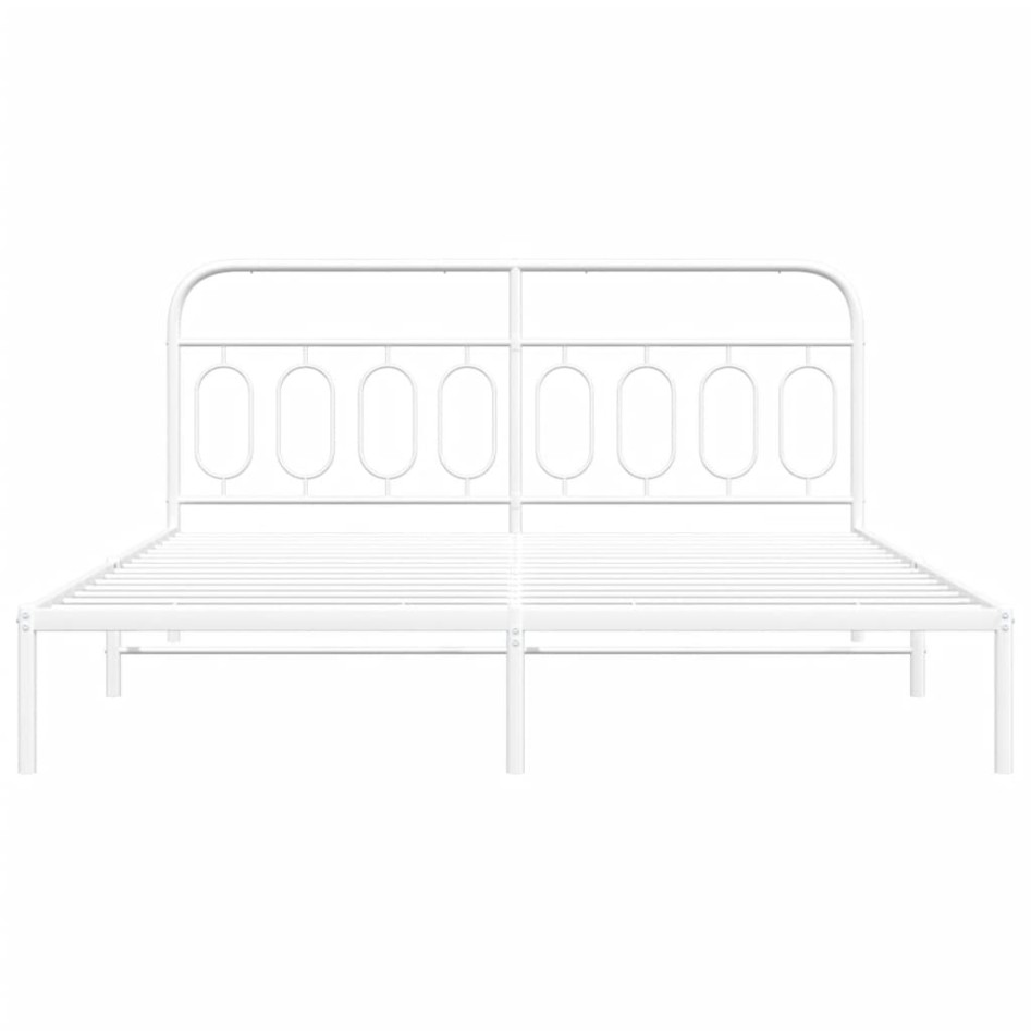 Estructura cama sin colchón con cabecero metal blanco