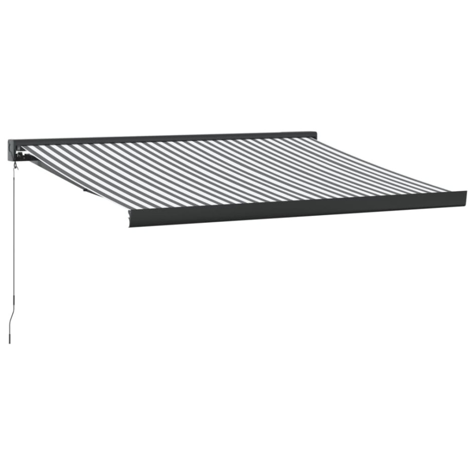 Toldo retráctil aluminio y tela gris antracita y blanco 3x2,5