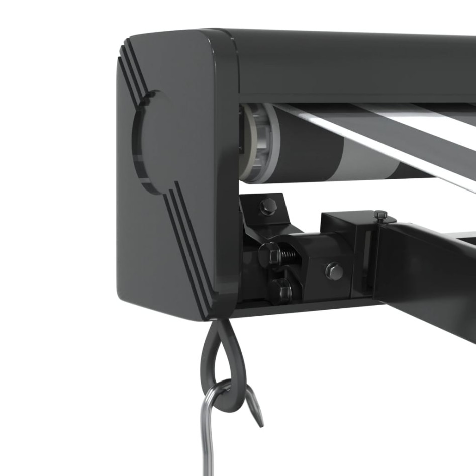 Toldo retráctil aluminio y tela gris antracita y blanco 3x2,5