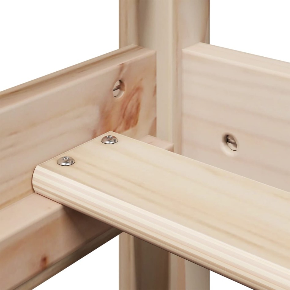 Set de cama y banco con techo madera maciza de pino 90x200