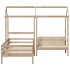Set de cama y banco con techo madera maciza de pino 75x190