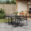 Set de muebles jardín 5 pzas con cojines ratán sintético negro