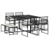 Set de comedor de jardín 9 pzas y cojines ratán sintético