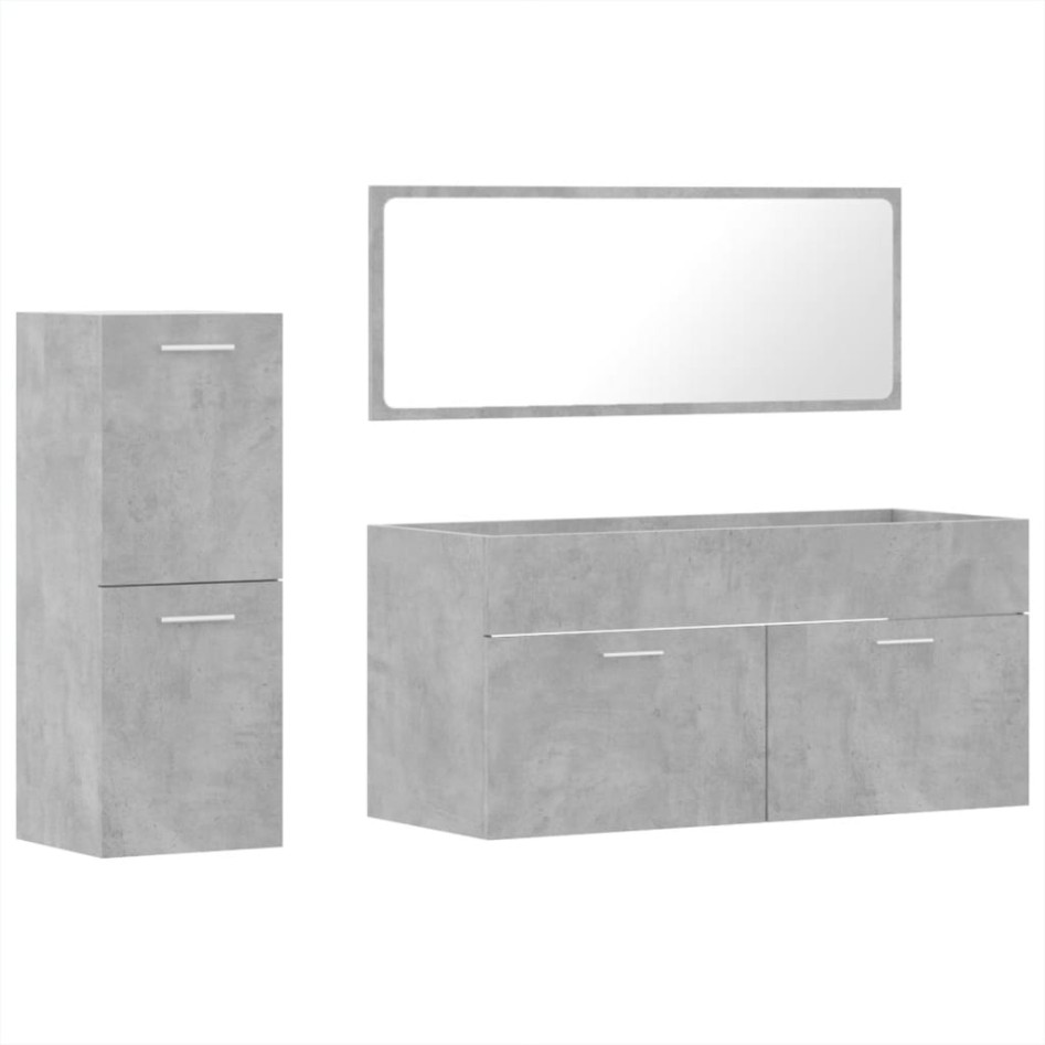 Set muebles de baño 2 piezas madera contrachapada gris
