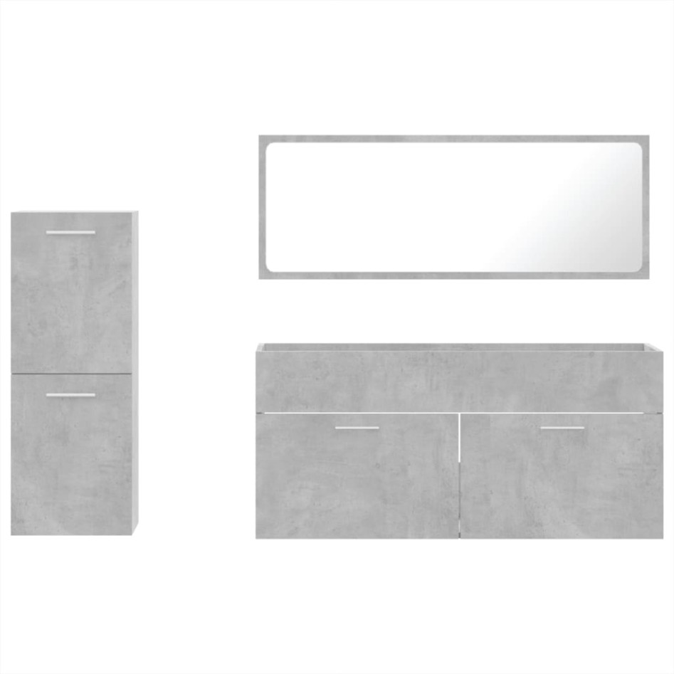 Set muebles de baño 2 piezas madera contrachapada gris