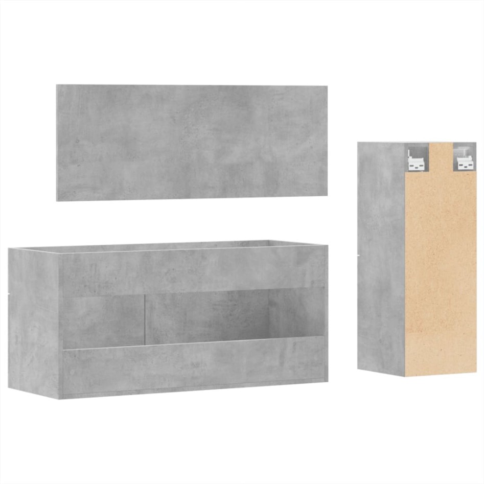 Set muebles de baño 2 piezas madera contrachapada gris