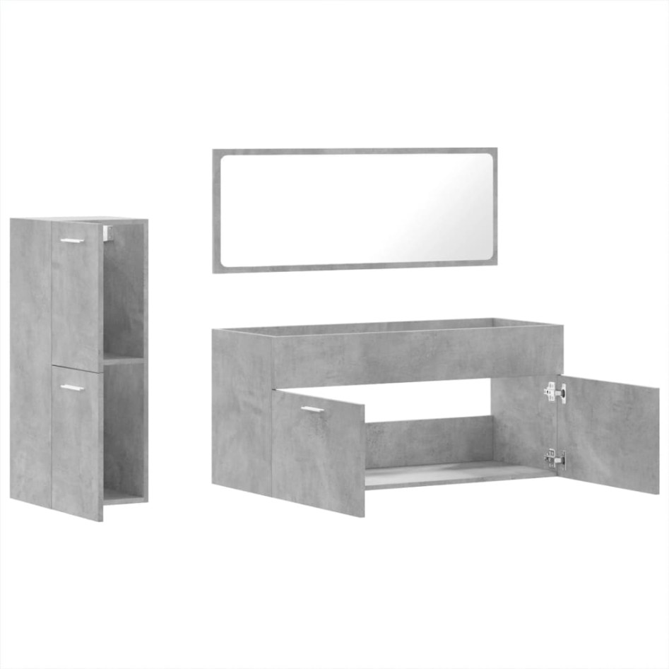 Set muebles de baño 2 piezas madera contrachapada gris