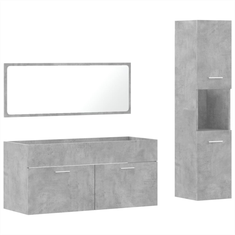 Set muebles de baño 2 piezas madera contrachapada gris