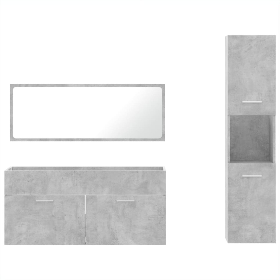 Set muebles de baño 2 piezas madera contrachapada gris