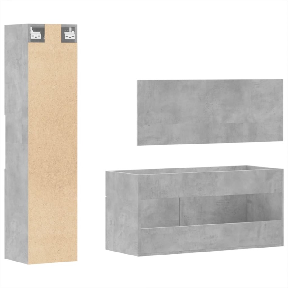 Set muebles de baño 2 piezas madera contrachapada gris