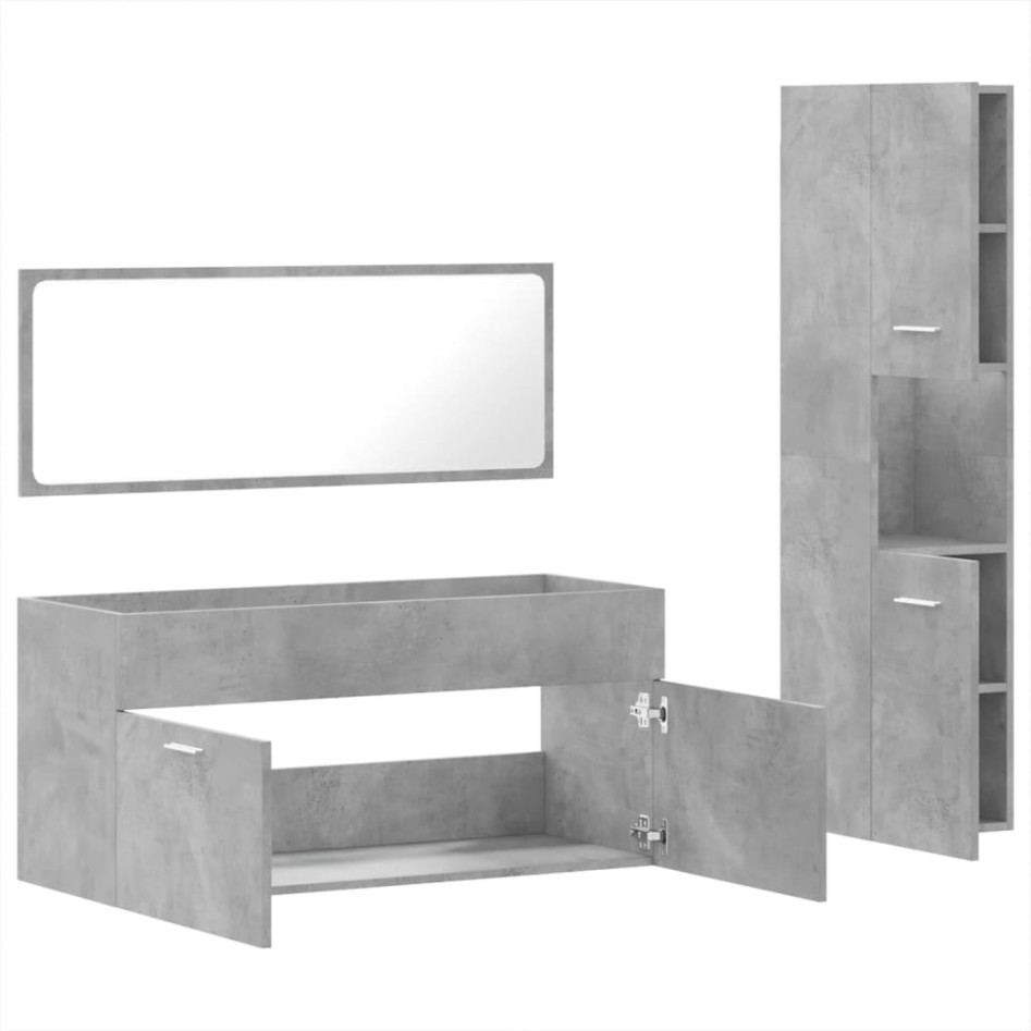 Set muebles de baño 2 piezas madera contrachapada gris