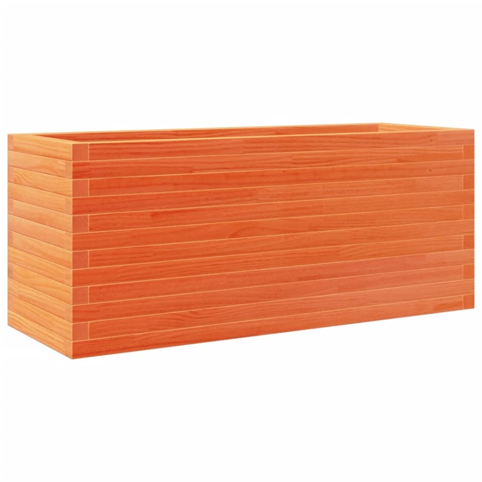 Jardinera de madera maciza de pino marrón cera 110x40x45,5