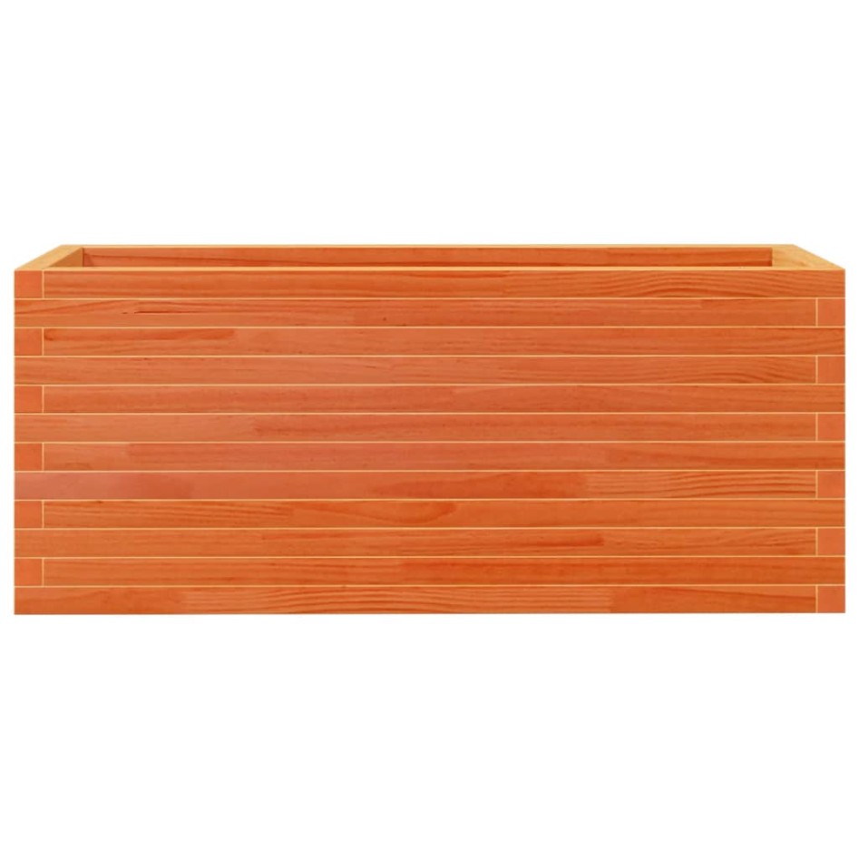 Jardinera de madera maciza de pino marrón cera 110x40x45,5