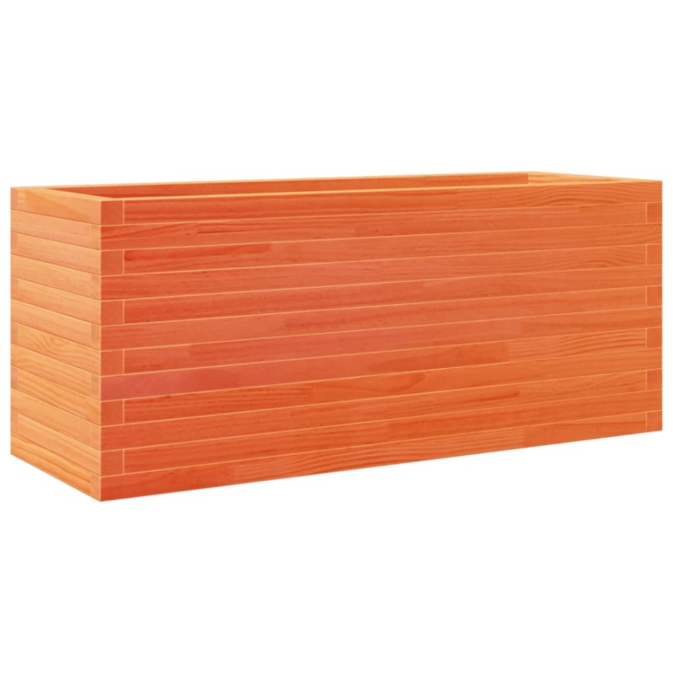 Jardinera de madera maciza de pino marrón cera 110x40x45,5