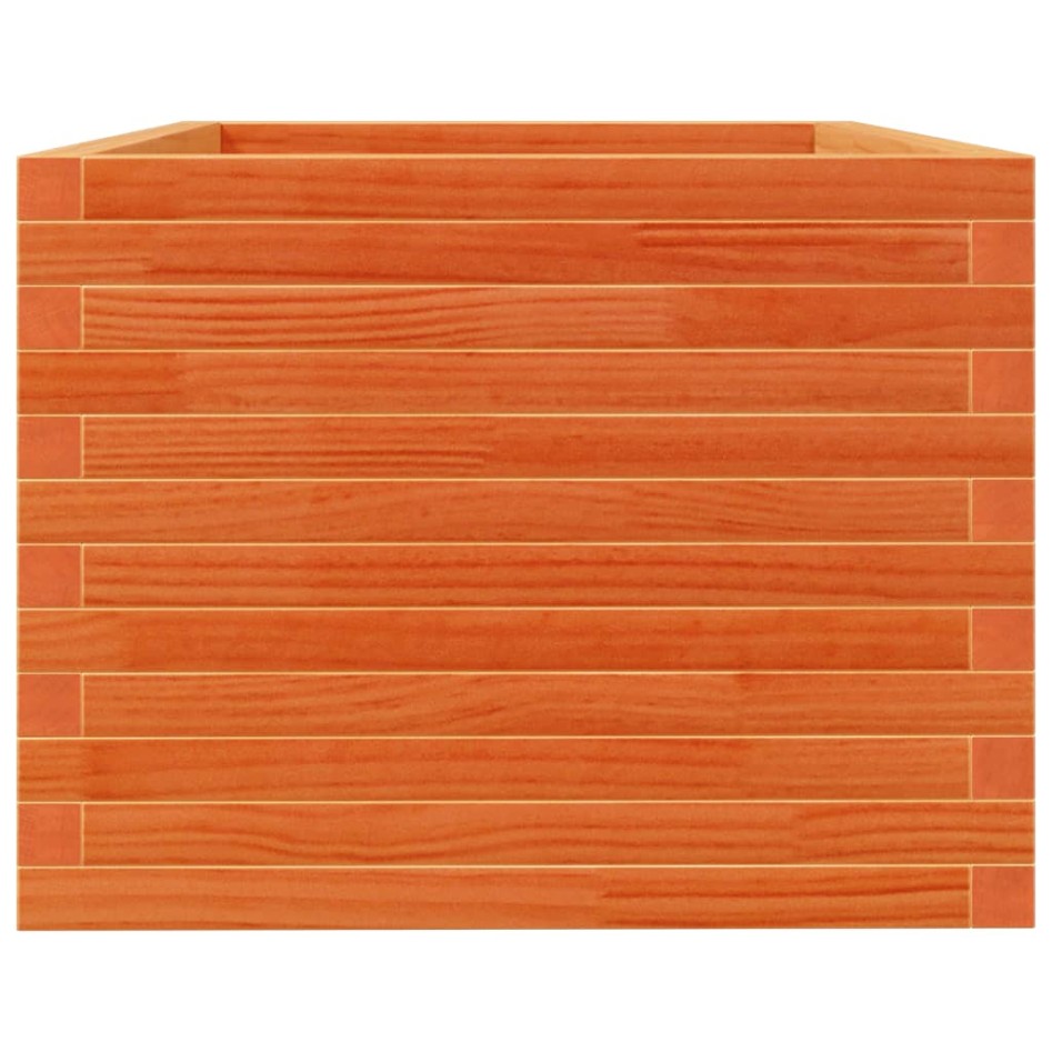 Jardinera madera maciza de pino marrón cera 90x60x45,5