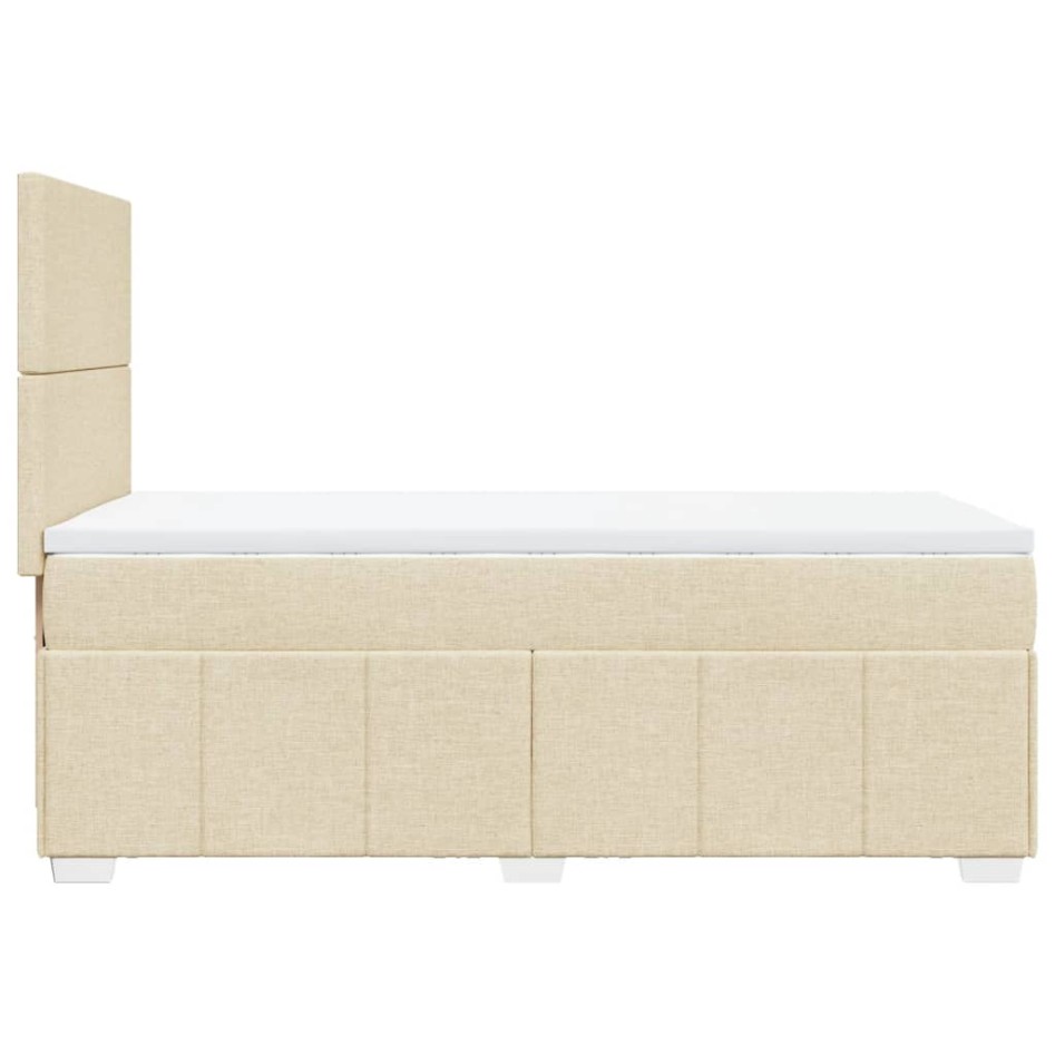 Cama box spring con colchón tela color crema 90x200