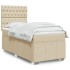 Cama box spring con colchón tela color crema 90x200