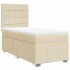 Cama box spring con colchón tela color crema 90x200