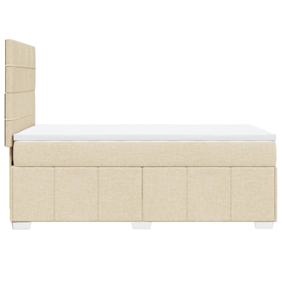 Cama box spring con colchón tela color crema 90x200
