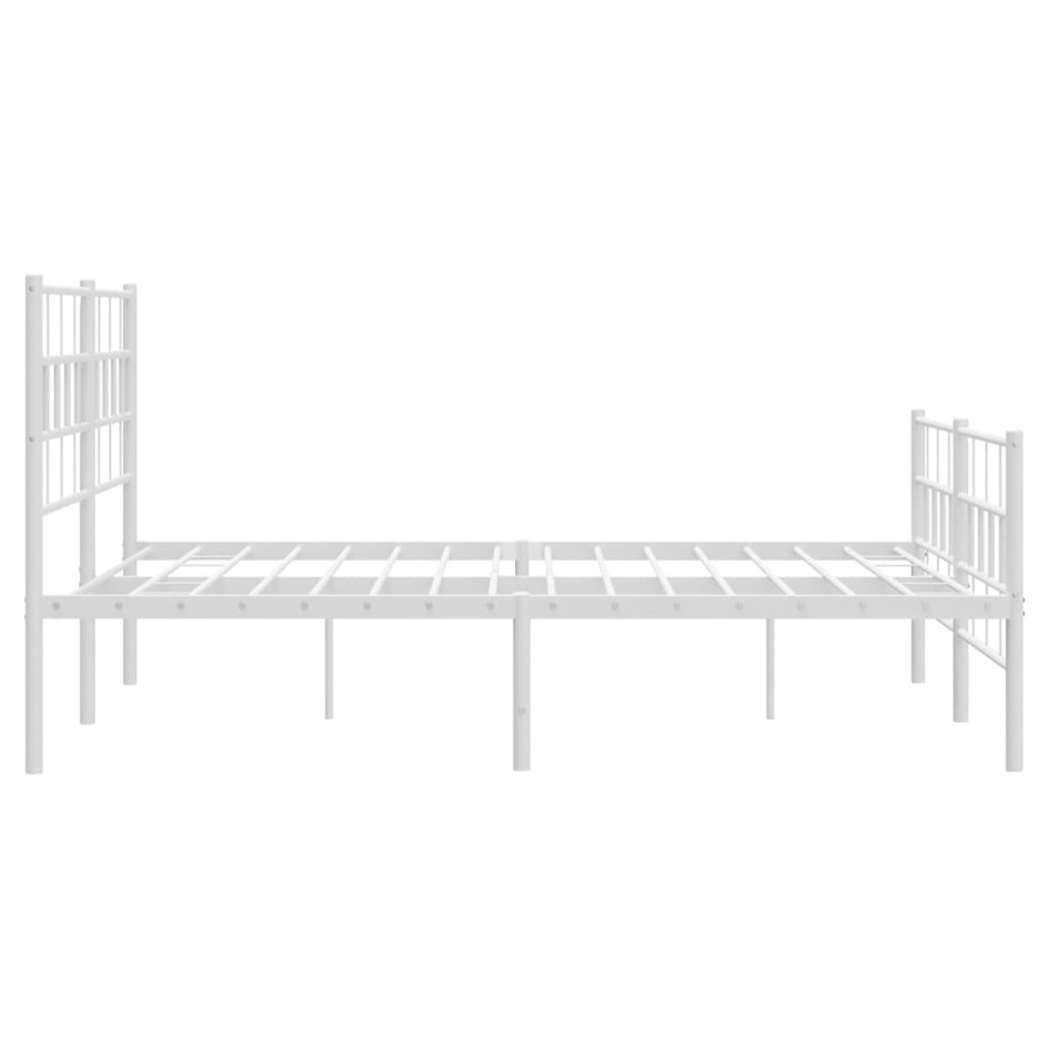 Estructura cama metal con cabecero y estribo blanco 135x190