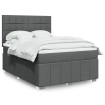 Cama box spring con colchón tela gris oscuro 140x200 cm