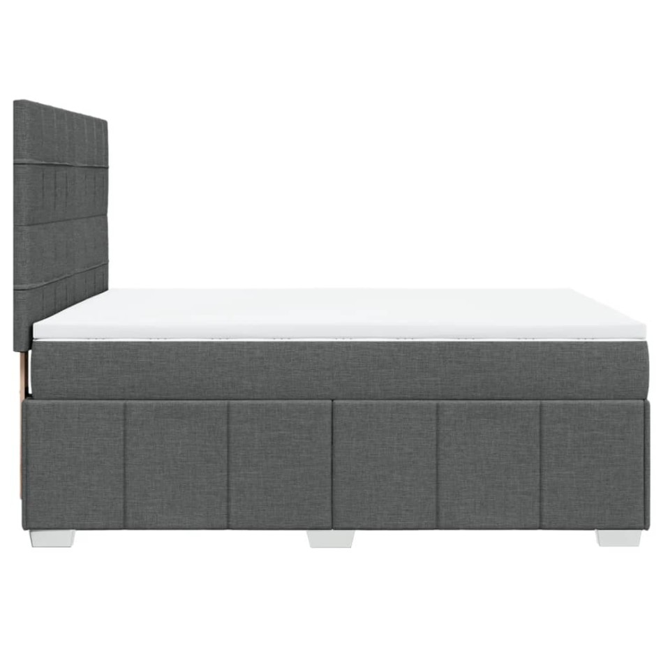 Cama box spring con colchón tela gris oscuro 140x200