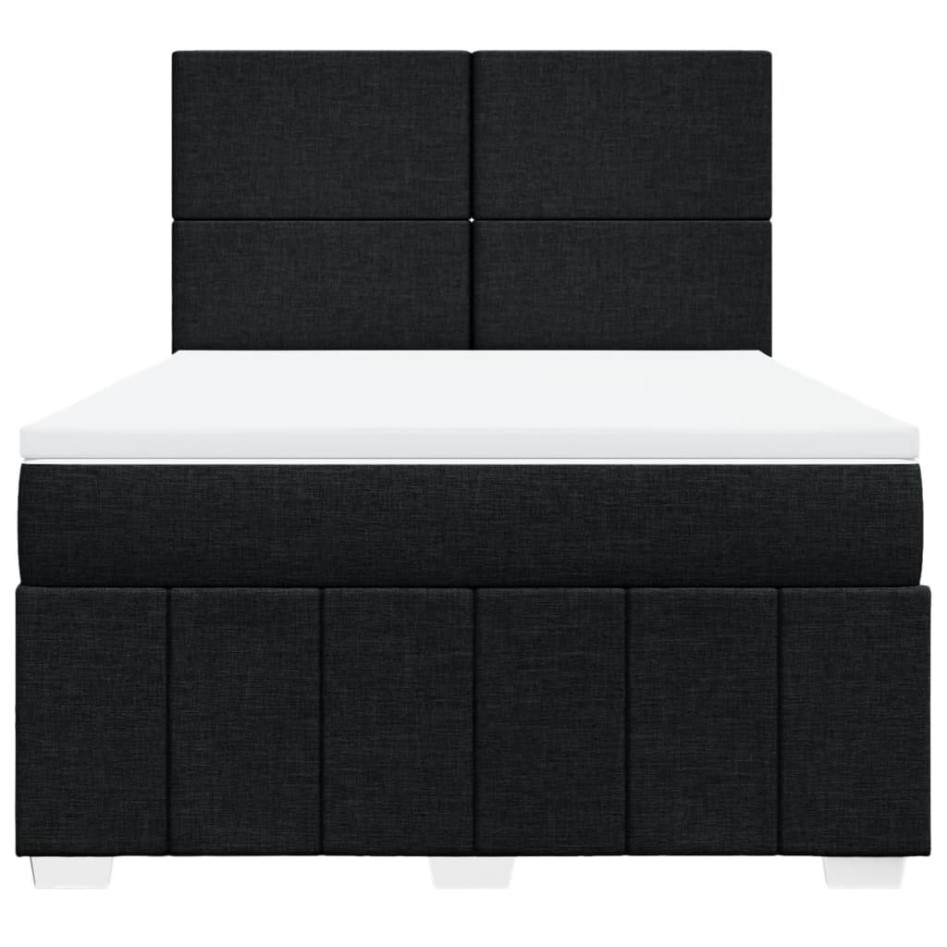 Cama box spring con colchón tela negro 140x200