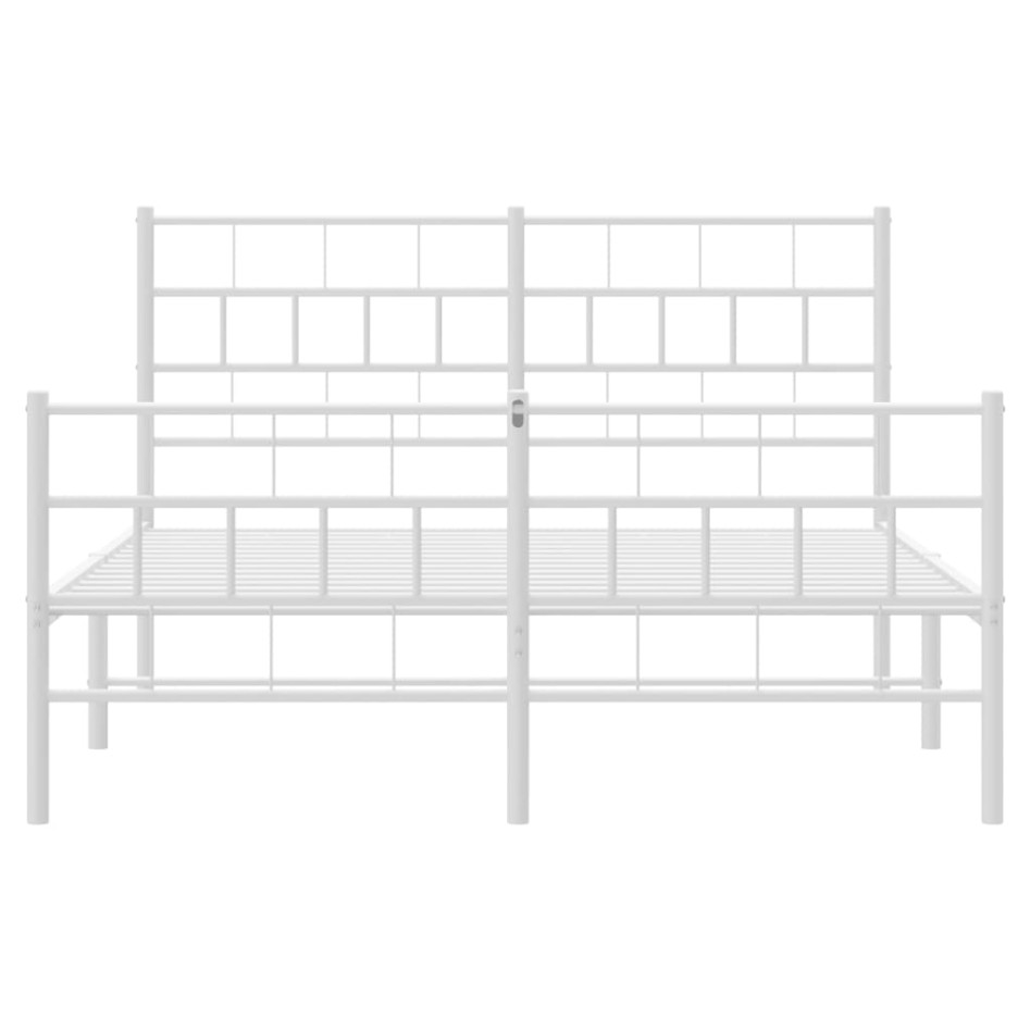 Estructura cama metal con cabecero y estribo blanco 140x200