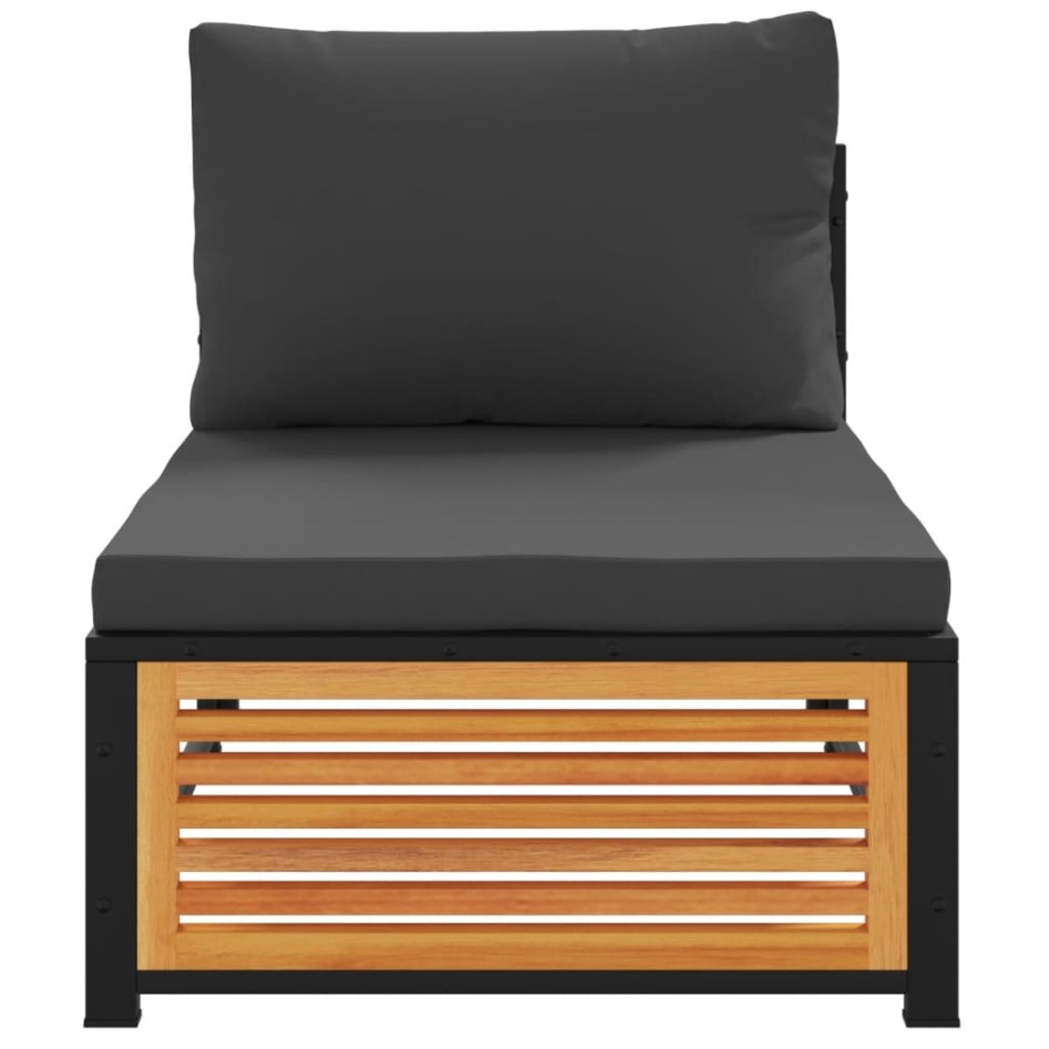 Sofá jardín sin reposabrazos con cojines madera maciza