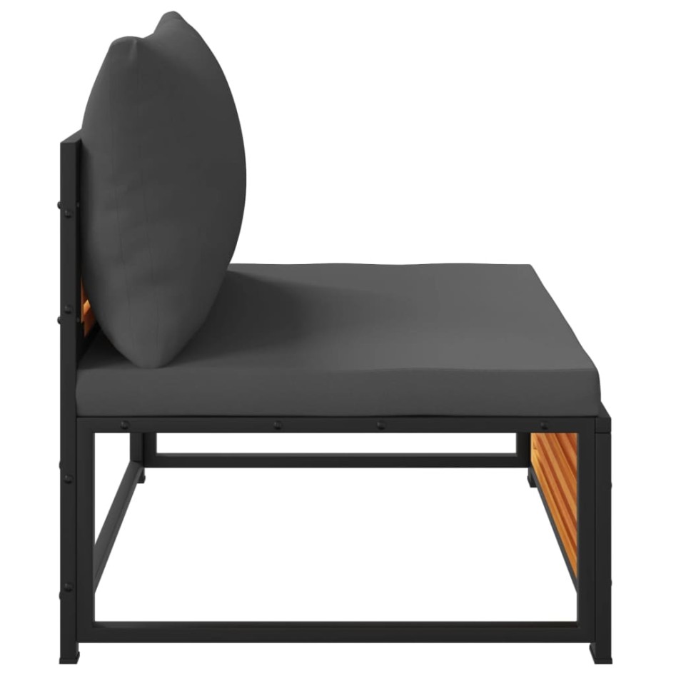 Sofá jardín sin reposabrazos con cojines madera maciza