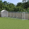 Perrera de exterior con toldo acero galvanizado plata 2x14x2,5m