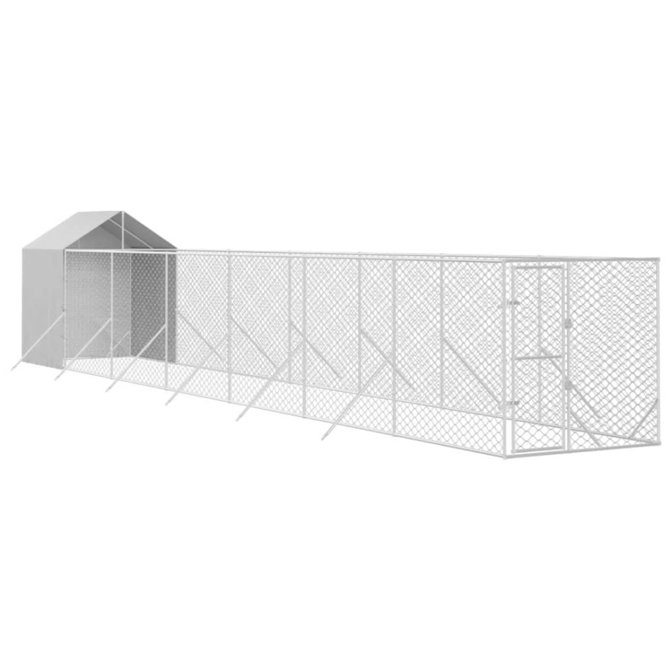 Perrera de exterior con toldo acero galvanizado plata
