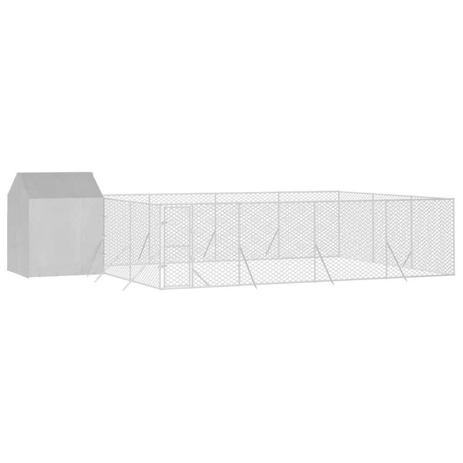 Perrera de exterior con toldo acero galvanizado plata