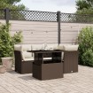 Set comedor de jardín 5 piezas y cojines ratán sintético marrón