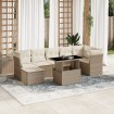 Set de sofás de jardín y cojines 8 piezas ratán sintético beige