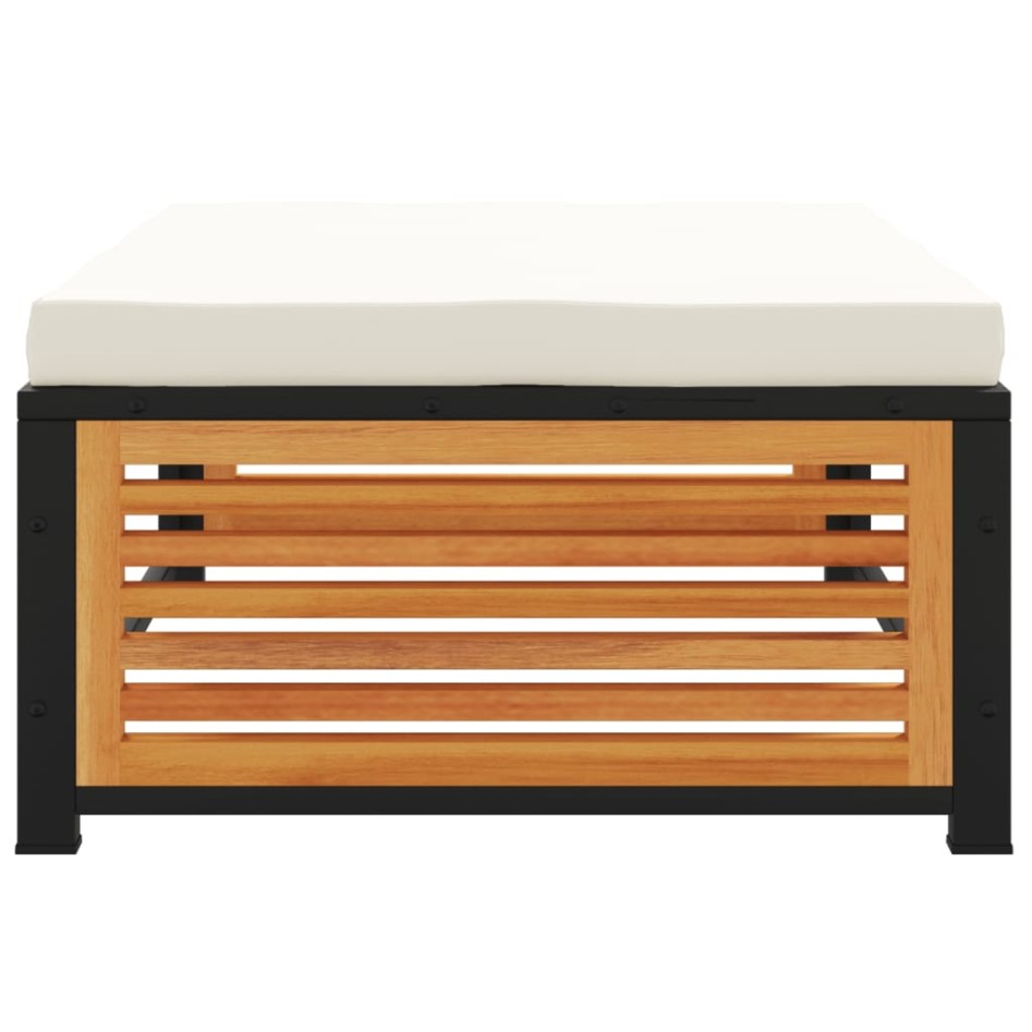 Taburete de jardín con cojín madera acacia 68x68x30