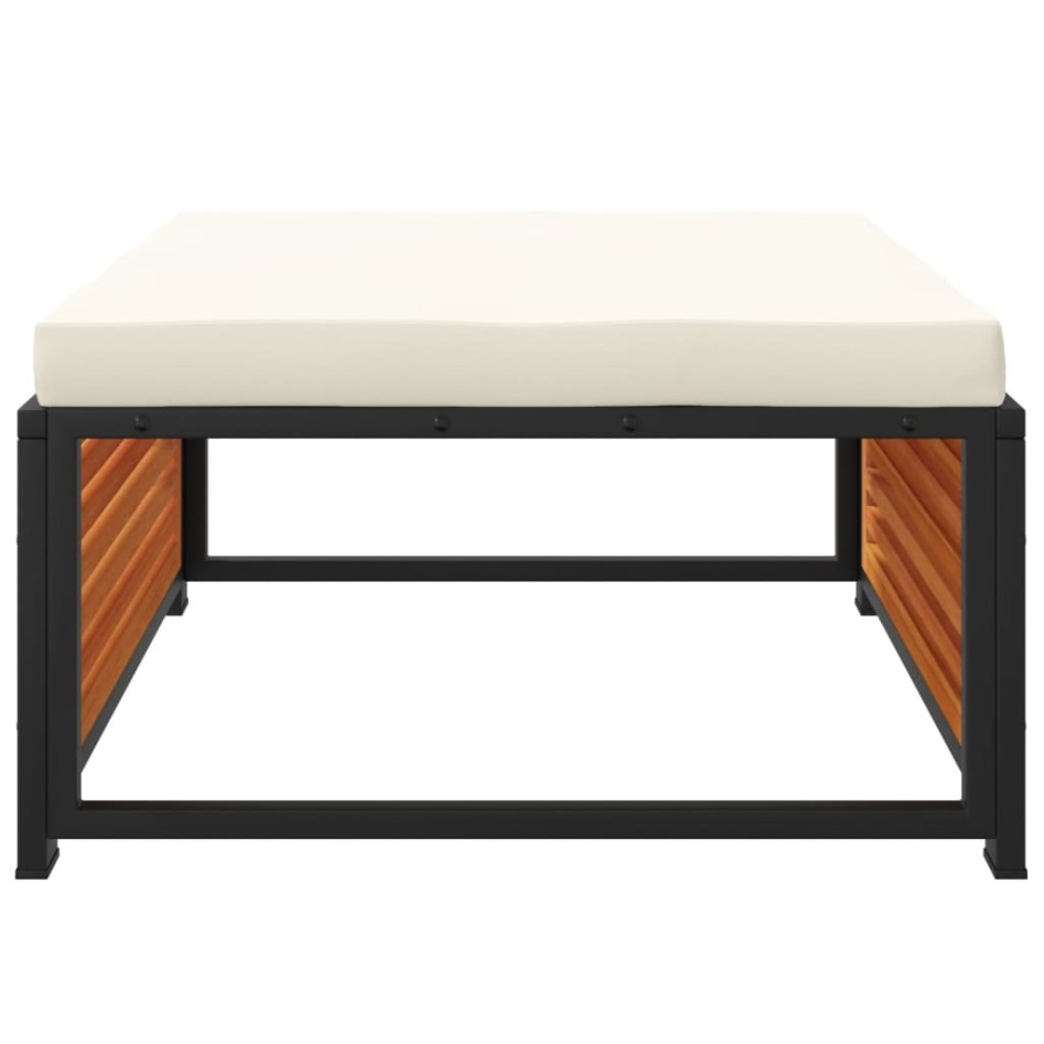 Taburete de jardín con cojín madera acacia 68x68x30