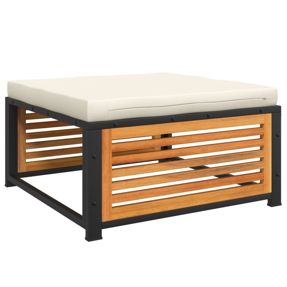 Taburete de jardín con cojín madera acacia 68x68x30