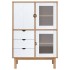 Aparador OTTA madera maciza pino marrón y blanco 85x43x125