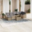 Set de sofás de jardín y cojines 8 piezas ratán sintético beige