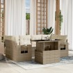 Set sofás de jardín 7 piezas y cojines ratán sintético beige