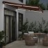 Toldo retráctil manual con luz LED marrón 350x250