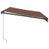 Toldo retráctil manual con luz LED marrón 350x250