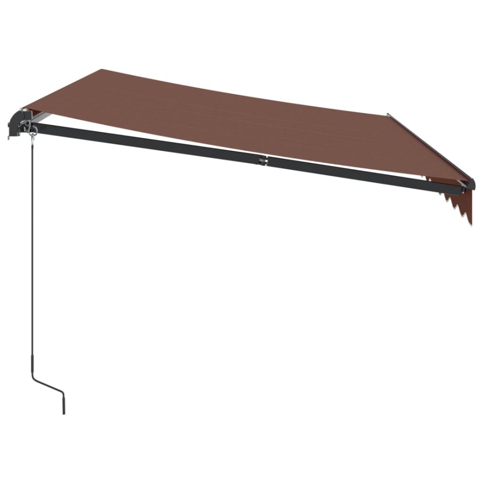 Toldo retráctil manual con luz LED marrón 350x250