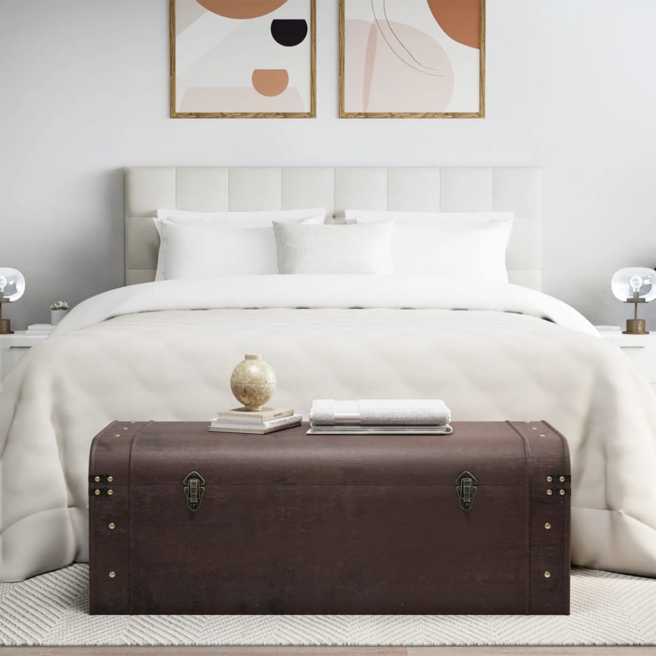 Cofre con pestillos contrachapada marrón 110x50x39,5