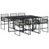 Set de comedor de jardín 7 pzas y cojines ratán sintético