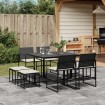 Set de comedor de jardín 9 pzas y cojines ratán sintético negro