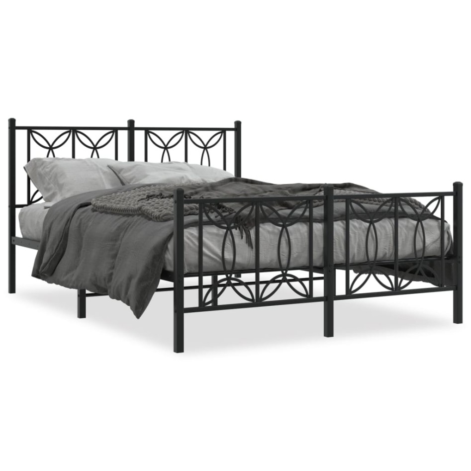 Estructura cama sin colchón con estribo metal negro 135x190