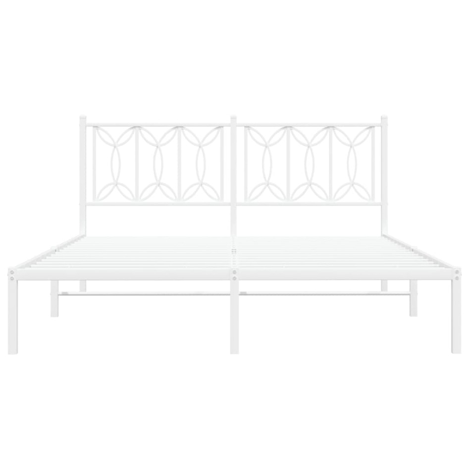 Estructura cama sin colchón con cabecero metal blanco