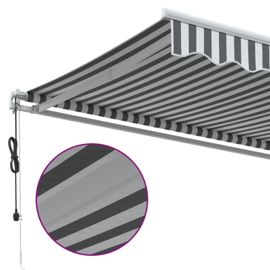 Toldo retráctil automático gris antracita y blanco 400x350
